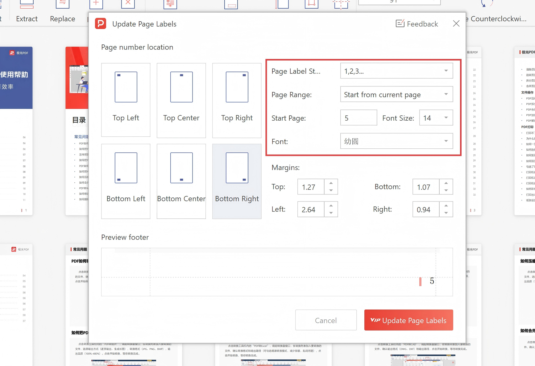 Set Page Offset and Apply - Configuration Panel